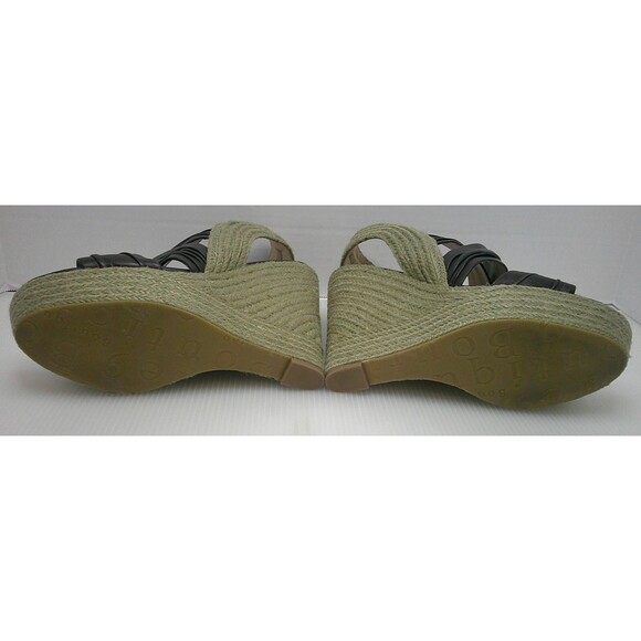 Boutique9  BTILLY Women's High Wedge Leather Sandals  In  Dark Brown  Size 9.5M - Picture 7 of 9